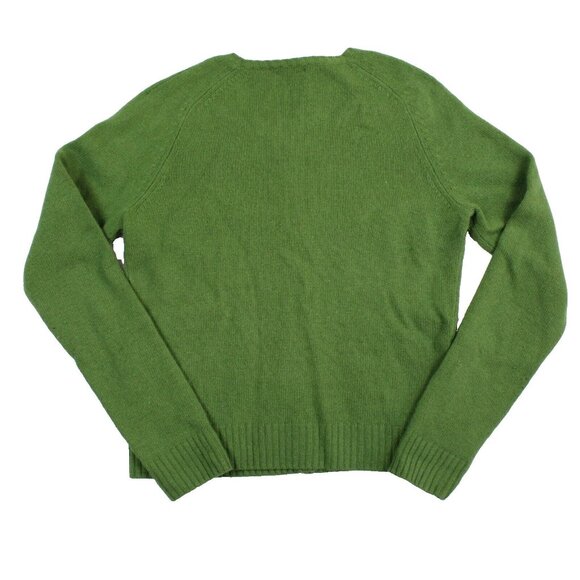 Vintage J. Crew Sweater Angora Cashmere Wool Womens Medium Cardigan Green Gold - Picture 3 of 4